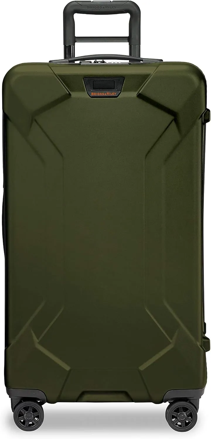 Briggs & Riley 28" Medium Trunk Spinner - Checked Luggage for Travel, Suitcases with Wheels, Hardside Rolling Bag for Men & Women, Self-Repairing Zipper - Torq Collection, Hunter Green