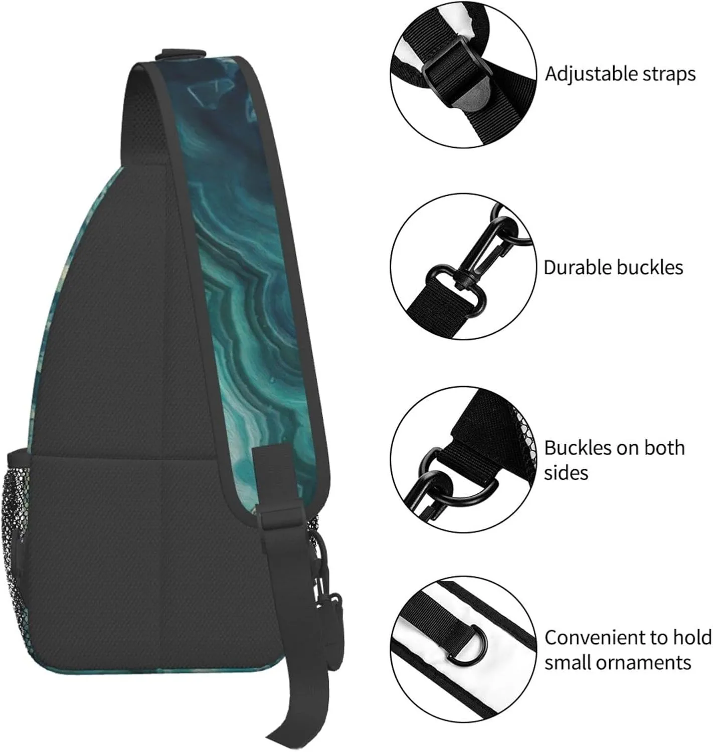 Bright Aqua Blue Unisex Casual Diagonal Chest Bag,Multipurpose Crossbody Shoulder Bag Travel Hiking Daypack