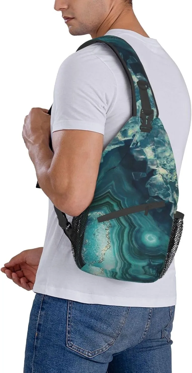 Bright Aqua Blue Unisex Casual Diagonal Chest Bag,Multipurpose Crossbody Shoulder Bag Travel Hiking Daypack