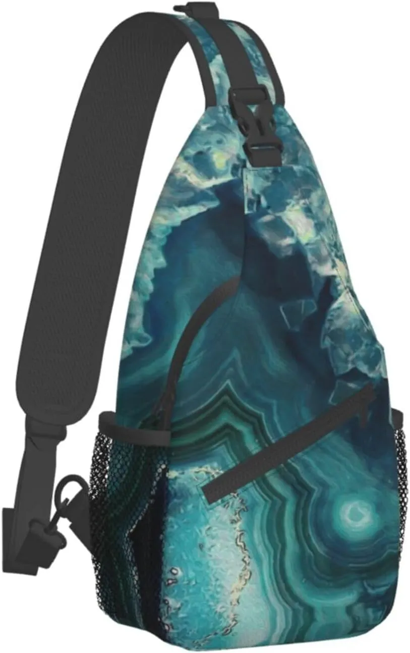 Bright Aqua Blue Unisex Casual Diagonal Chest Bag,Multipurpose Crossbody Shoulder Bag Travel Hiking Daypack