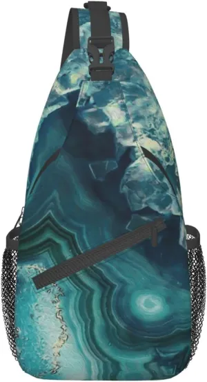 Bright Aqua Blue Unisex Casual Diagonal Chest Bag,Multipurpose Crossbody Shoulder Bag Travel Hiking Daypack