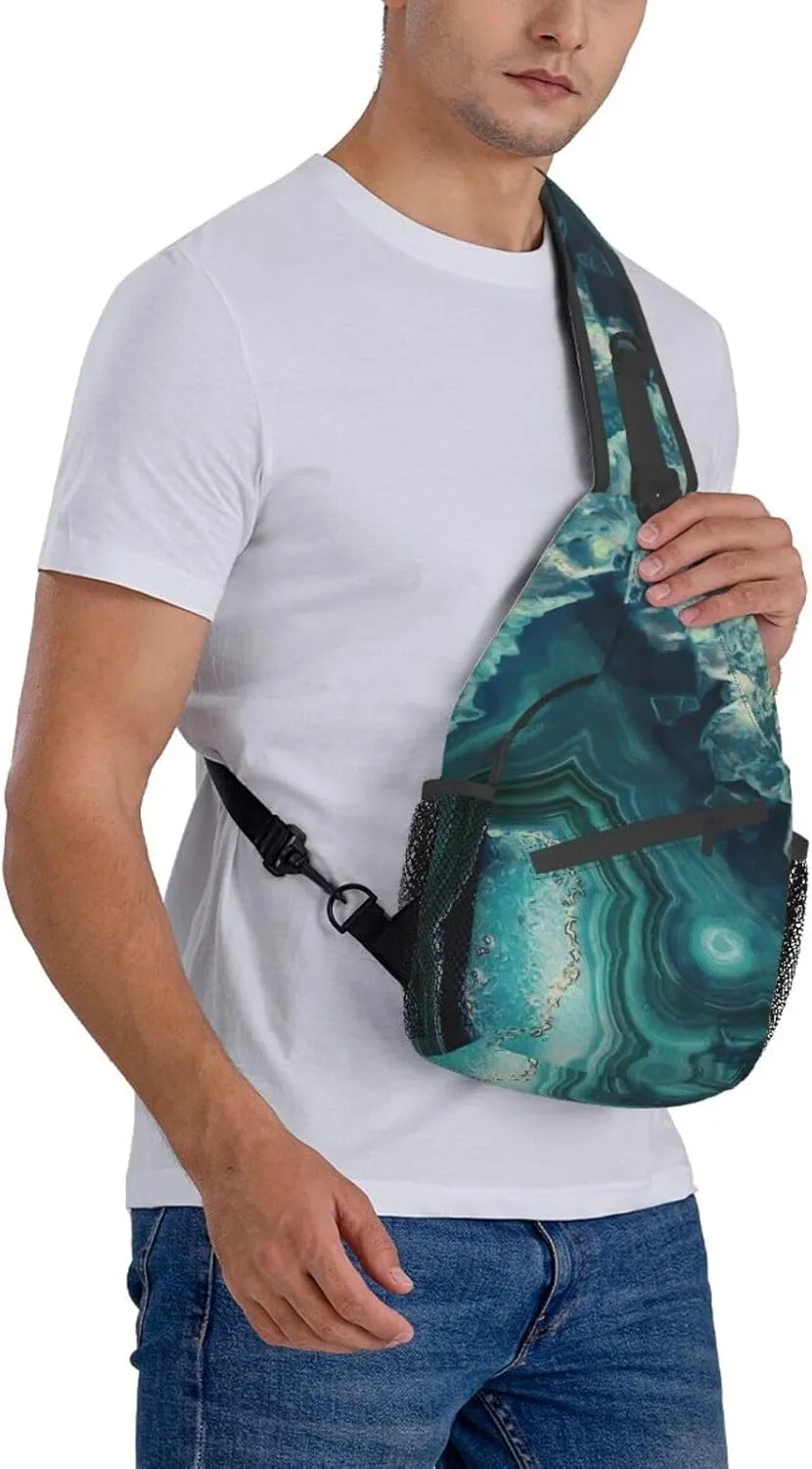 Bright Aqua Blue Unisex Casual Diagonal Chest Bag,Multipurpose Crossbody Shoulder Bag Travel Hiking Daypack