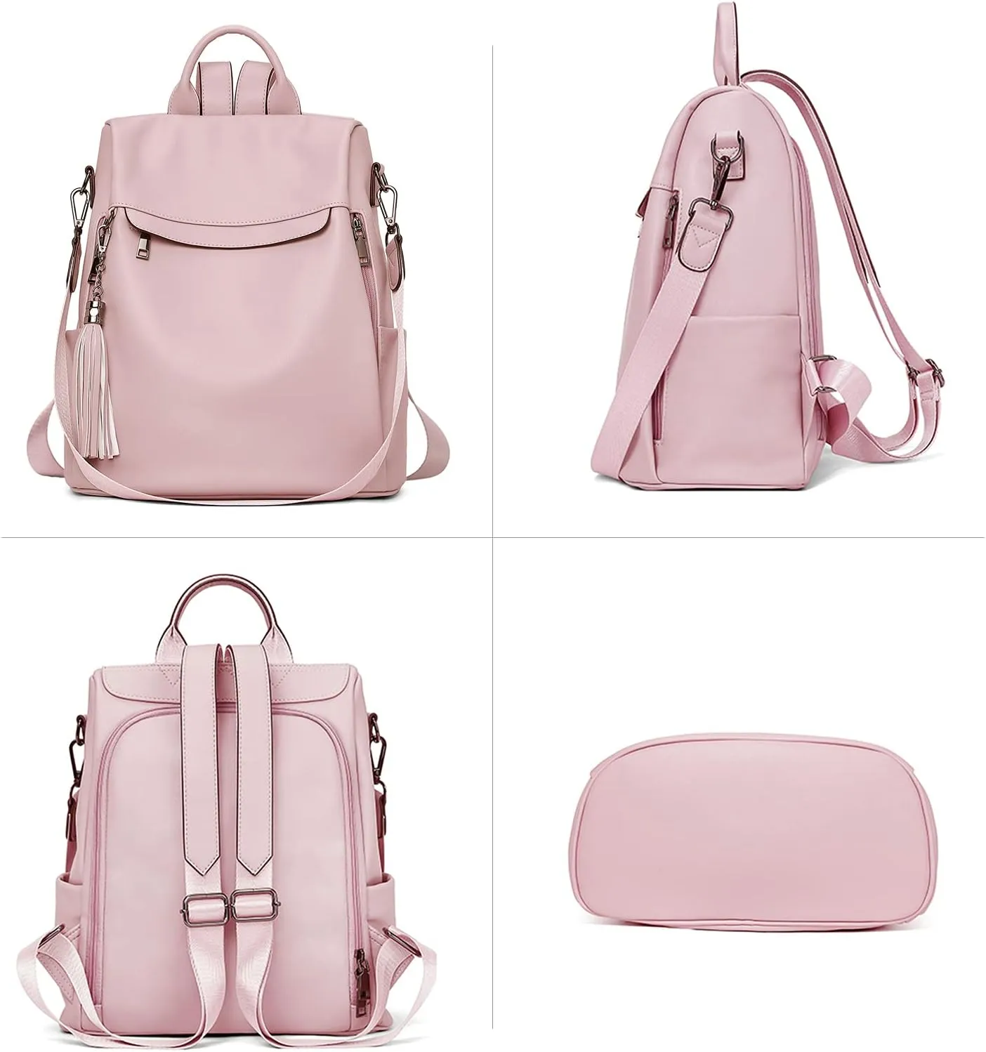 BROMEN Backpack Purse for Women Leather Anti-theft Travel Backpack Fashion Shoulder Bag Pink