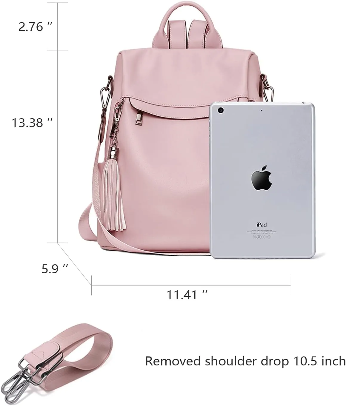 BROMEN Backpack Purse for Women Leather Anti-theft Travel Backpack Fashion Shoulder Bag Pink