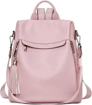 BROMEN Backpack Purse for Women Leather Anti-theft Travel Backpack Fashion Shoulder Bag Pink