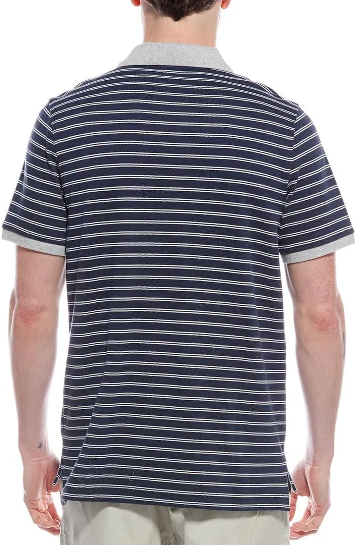 Brooks Brothers Mens Slim Fit Mesh Pique Contrast Collar Striped Polo Shirt,