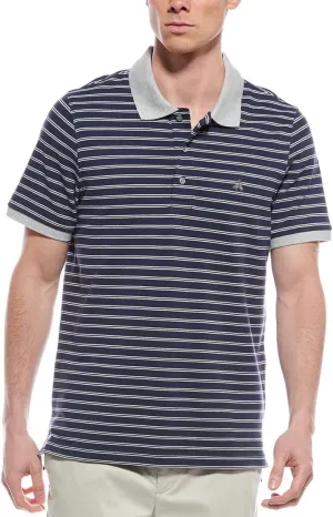 Brooks Brothers Mens Slim Fit Mesh Pique Contrast Collar Striped Polo Shirt,