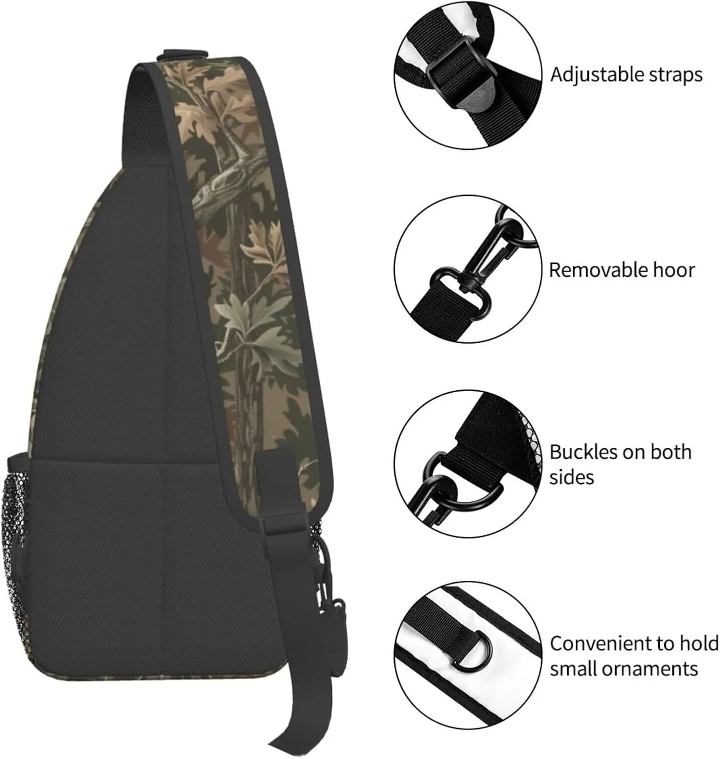 Brown Camo Anti-theft Crossbody Bag for Travel Sport Hiking Camouflage Sling Bag for Women and Men Hunter Hunting Daypack Small Casual Daypack