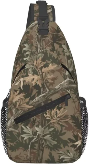 Brown Camo Anti-theft Crossbody Bag for Travel Sport Hiking Camouflage Sling Bag for Women and Men Hunter Hunting Daypack Small Casual Daypack