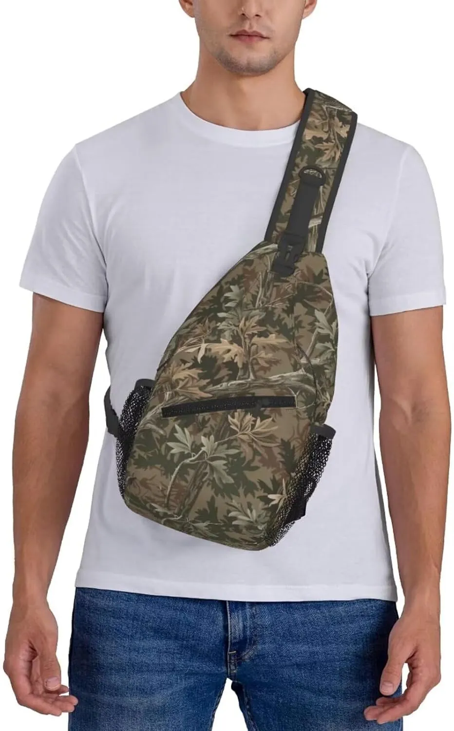 Brown Camo Anti-theft Crossbody Bag for Travel Sport Hiking Camouflage Sling Bag for Women and Men Hunter Hunting Daypack Small Casual Daypack