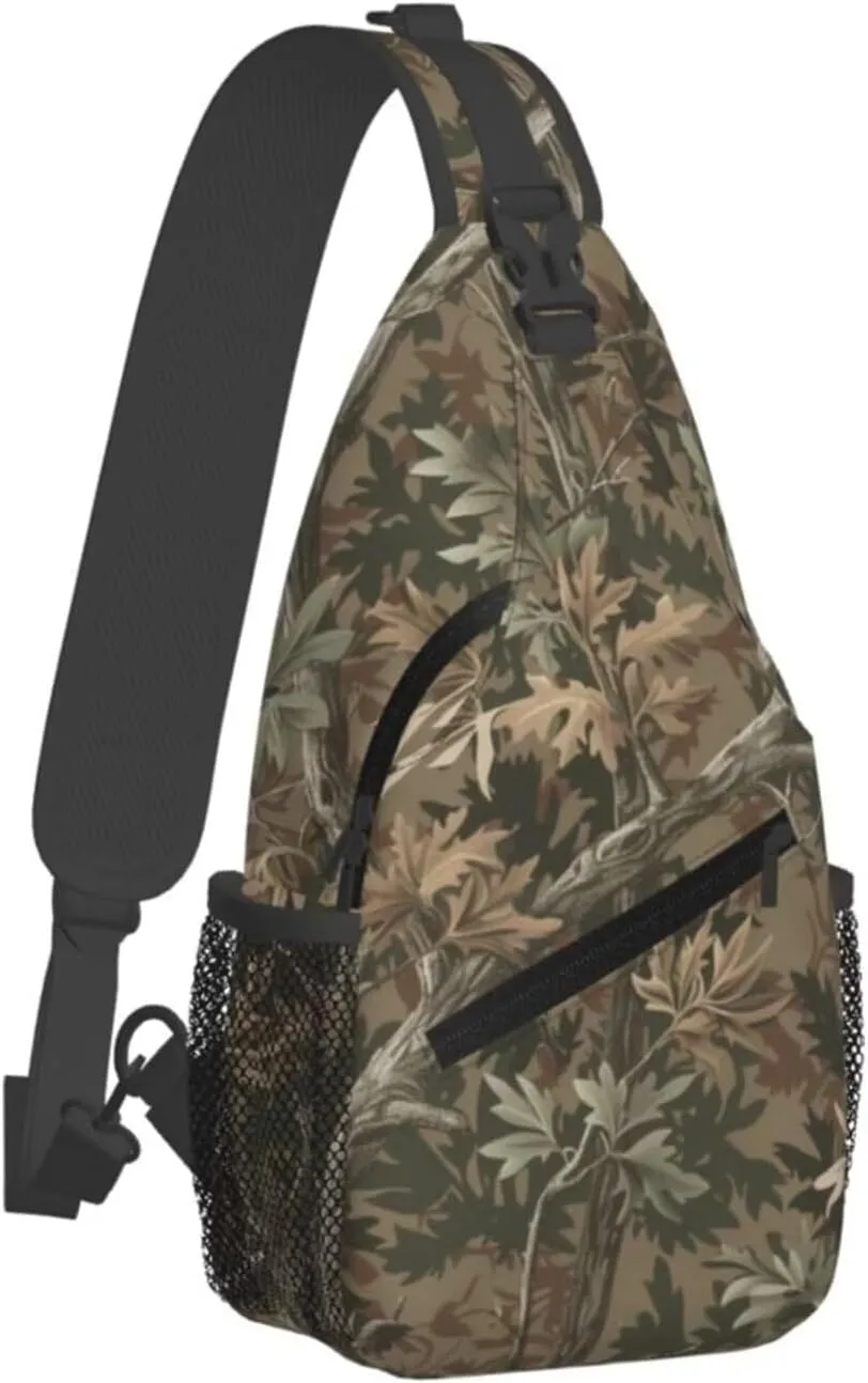 Brown Camo Anti-theft Crossbody Bag for Travel Sport Hiking Camouflage Sling Bag for Women and Men Hunter Hunting Daypack Small Casual Daypack