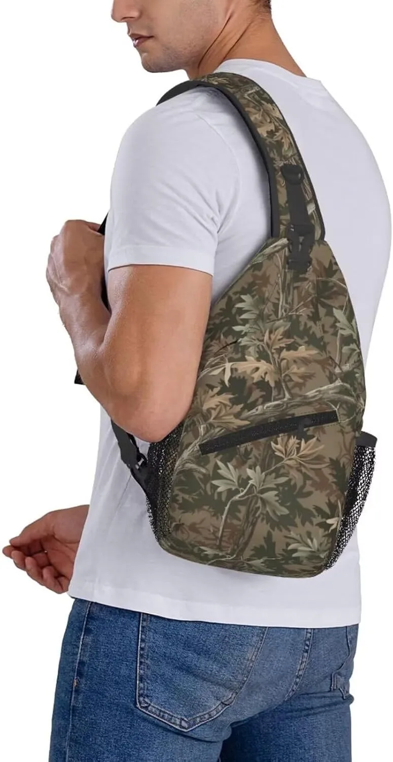 Brown Camo Anti-theft Crossbody Bag for Travel Sport Hiking Camouflage Sling Bag for Women and Men Hunter Hunting Daypack Small Casual Daypack