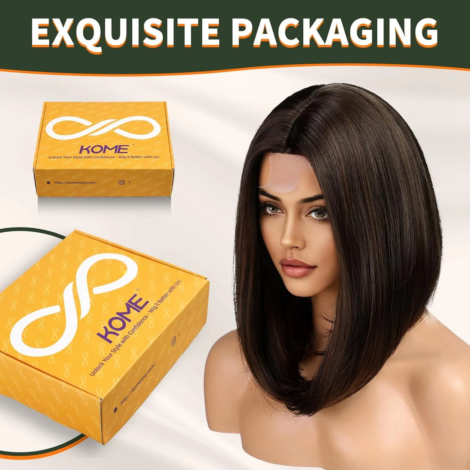 Brown Short Bob Wigs,Brown mixed Straight Shoulder Length Wigs for Women,Middle Part Heat Resistant Fibre Synthetic Wig Daily Use