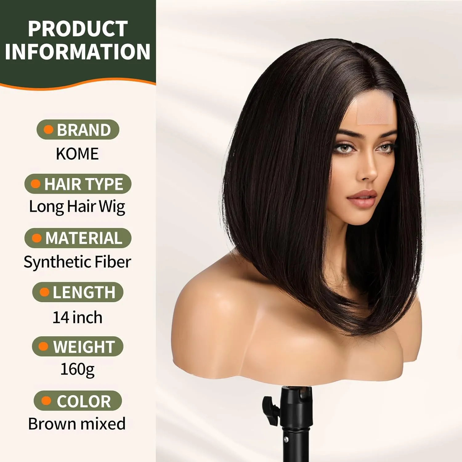 Brown Short Bob Wigs,Brown mixed Straight Shoulder Length Wigs for Women,Middle Part Heat Resistant Fibre Synthetic Wig Daily Use