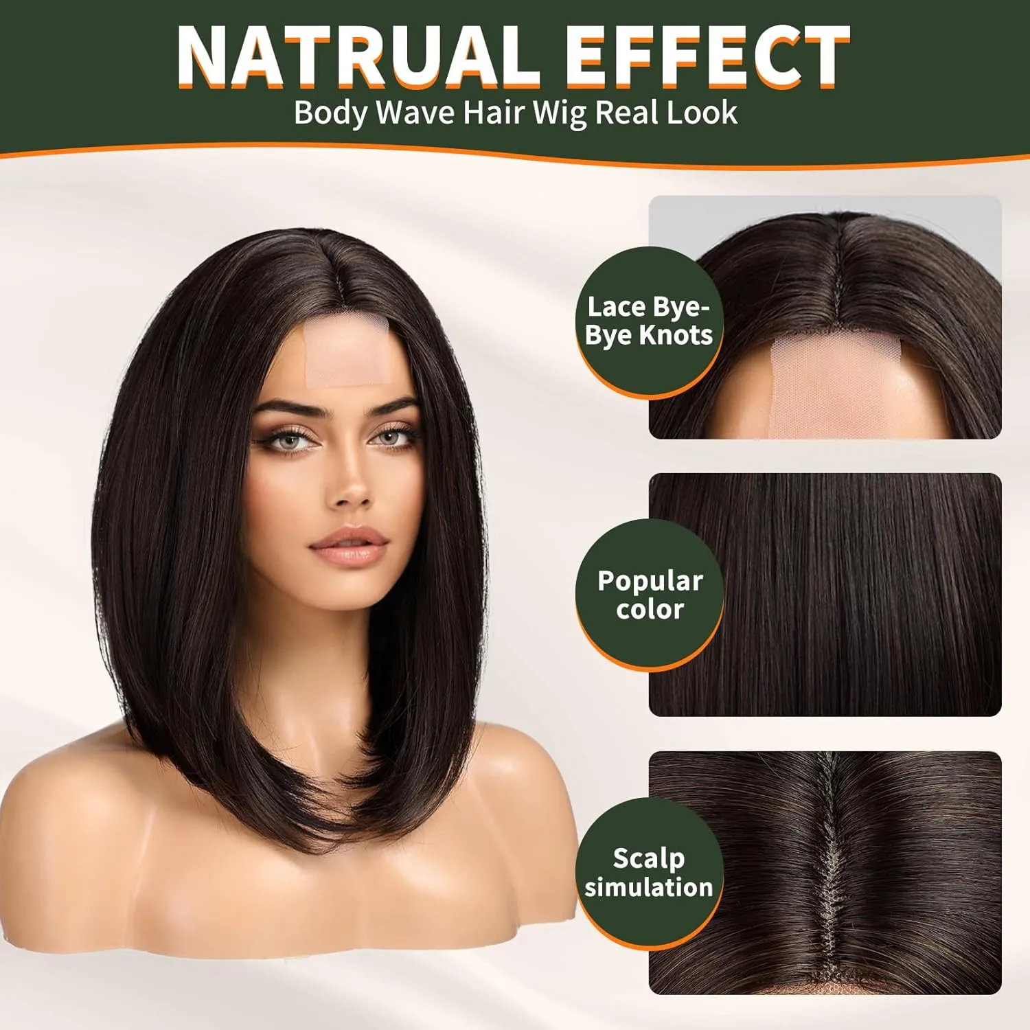 Brown Short Bob Wigs,Brown mixed Straight Shoulder Length Wigs for Women,Middle Part Heat Resistant Fibre Synthetic Wig Daily Use