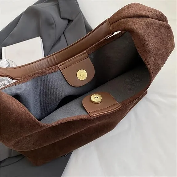 Brown Suede Bag for Women 2024 - New Tote and Shoulder Bag