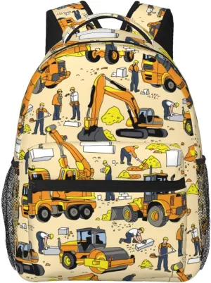 Building People And Construction Equipment Backpacks 15 Inch Laptop Backpack Multipurpose Double Shoulder Bag For Men Women Gifts