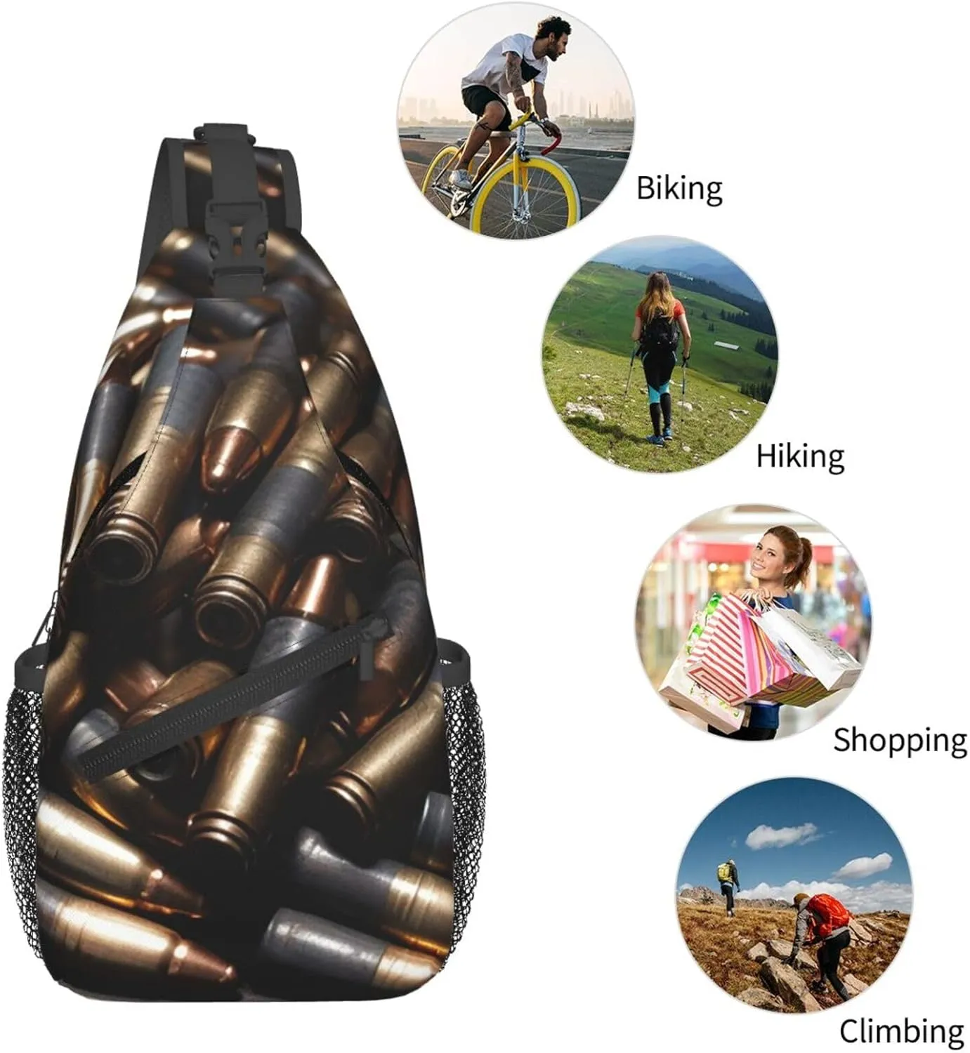 Bullet Sling Bag Backpack For Men Cross Chest Bag Crossbody Shoulder Bag Travel Hiking Daypack