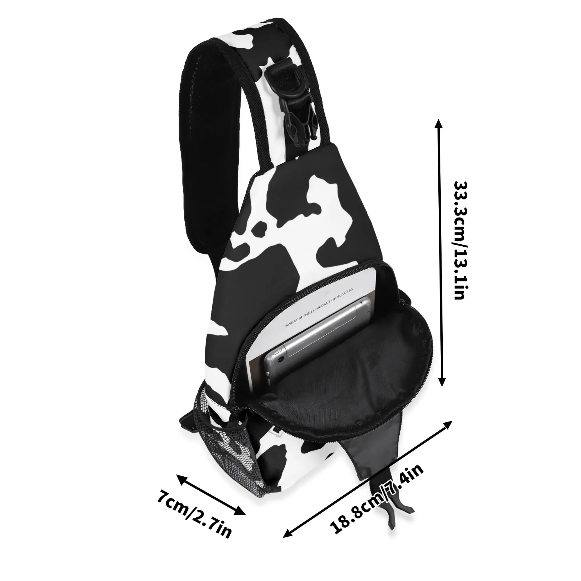 Camo Bag | Black & White Cow Camouflage | Chest Crossbody Style