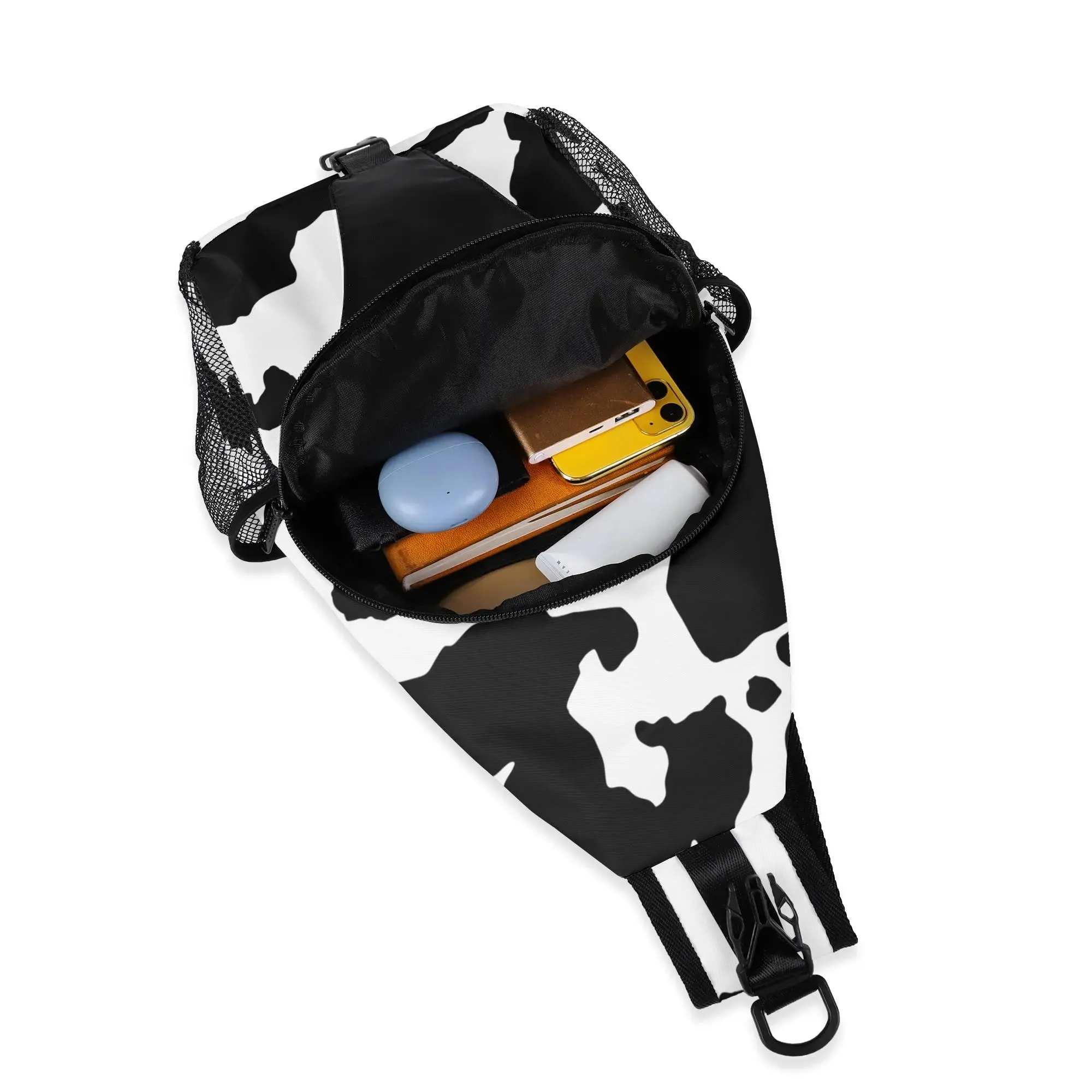Camo Bag | Black & White Cow Camouflage | Chest Crossbody Style