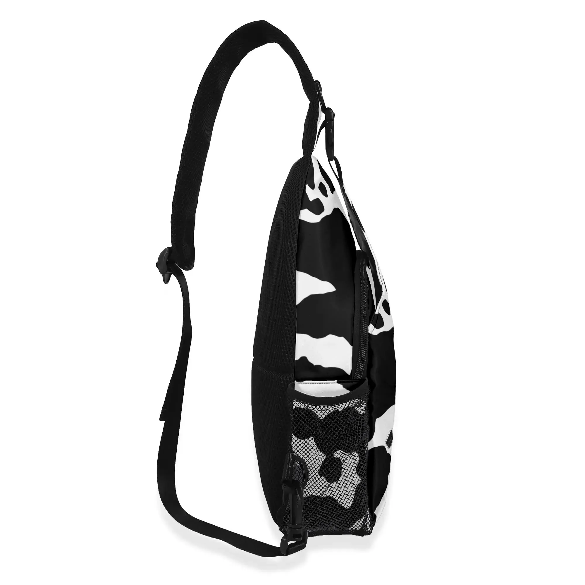 Camo Bag | Black & White Cow Camouflage | Chest Crossbody Style