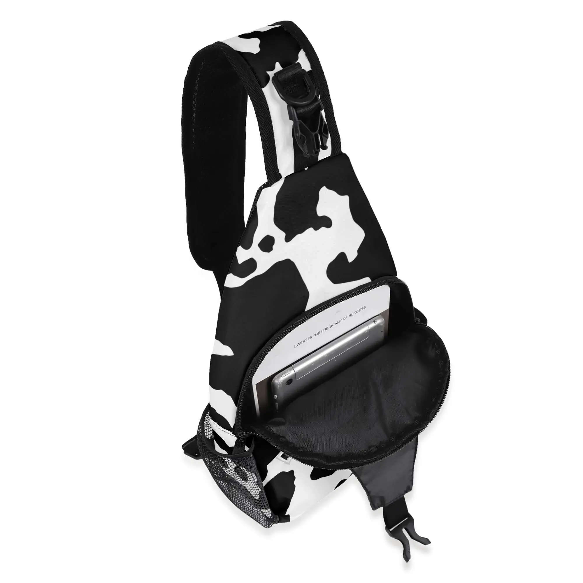 Camo Bag | Black & White Cow Camouflage | Chest Crossbody Style