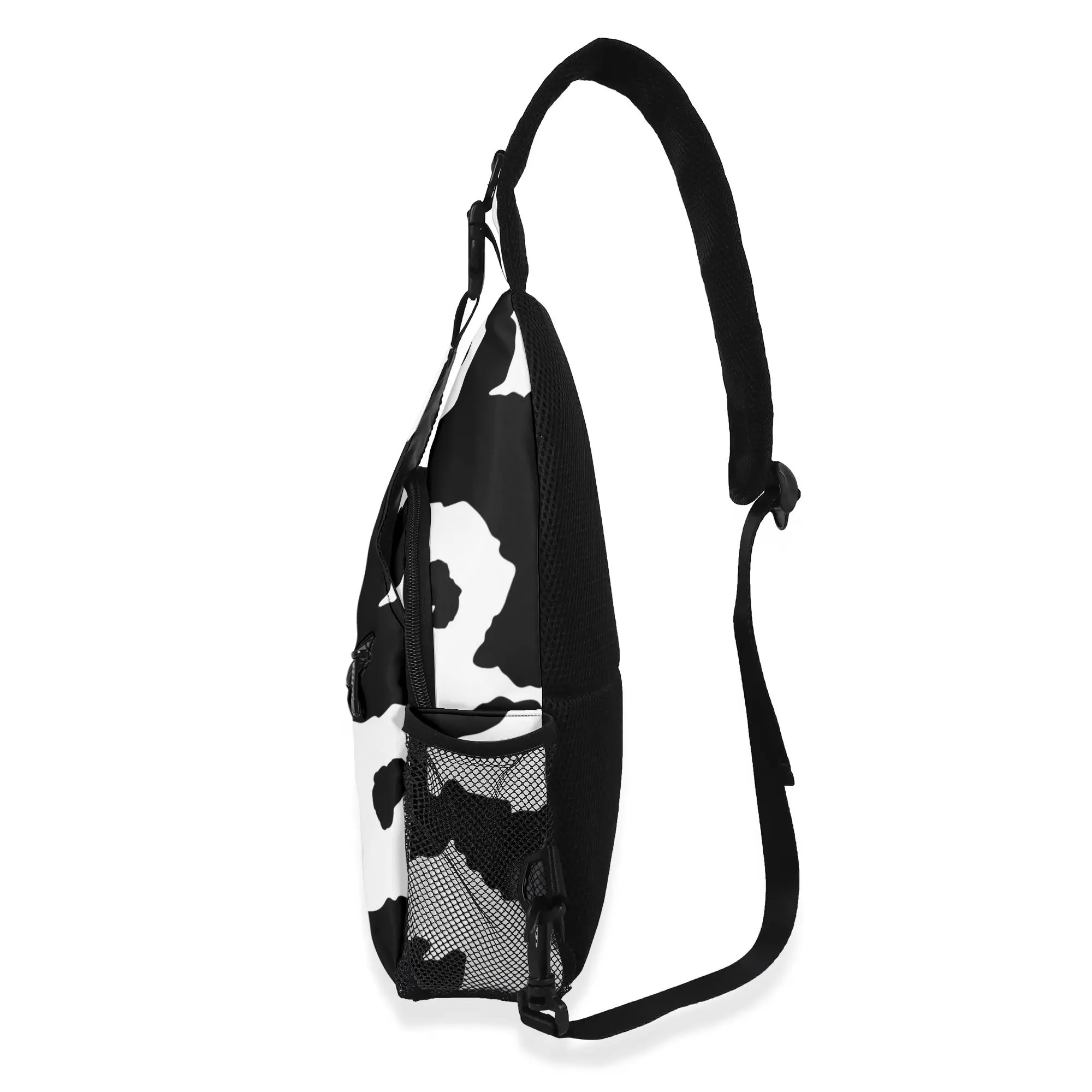 Camo Bag | Black & White Cow Camouflage | Chest Crossbody Style