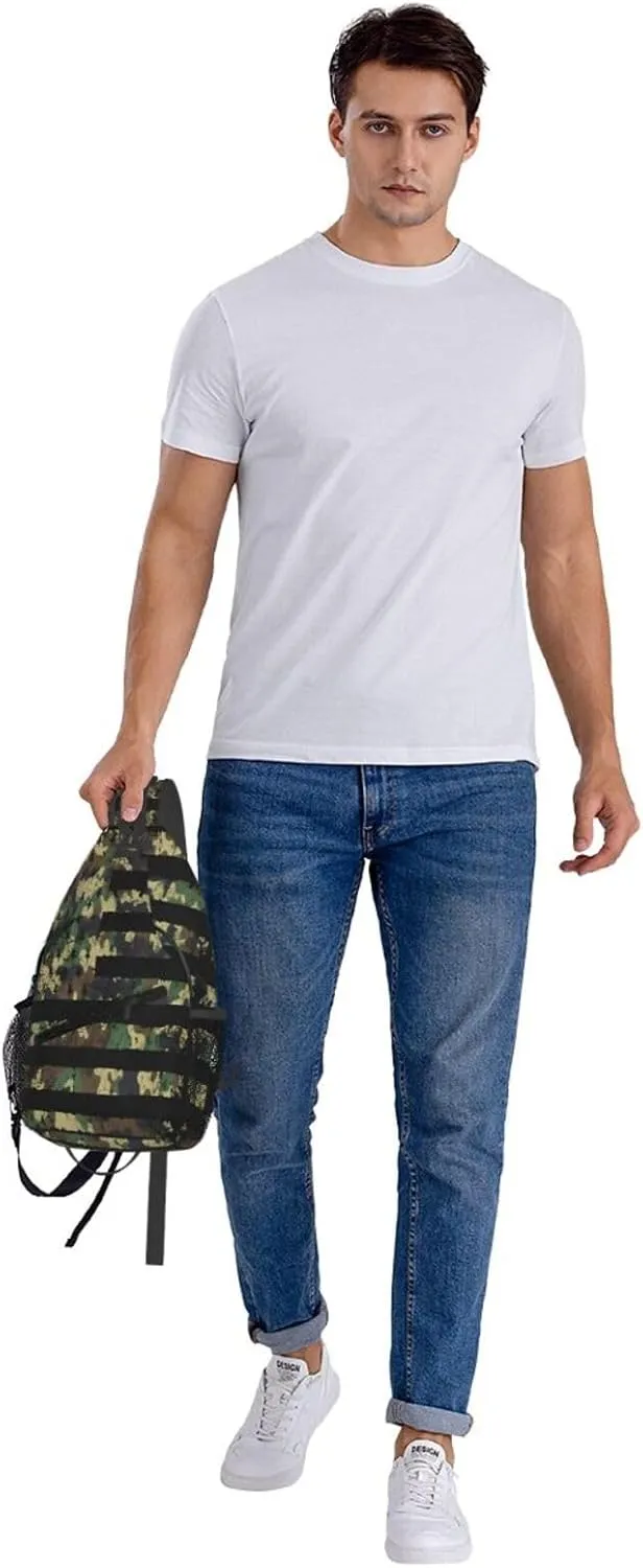 Camo Camouflage American Flag Crossbody Sling Bag Chest Bags Casual Shoulder Backpack Sport Fanny Pack Gym Diagonally Daypack with Adjustable Strap for Running