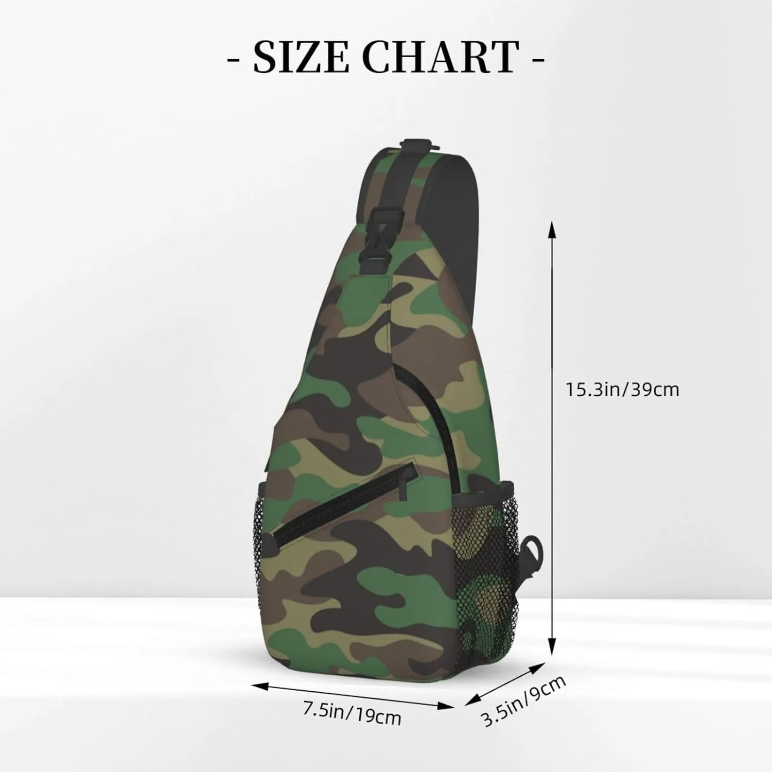 Camo Sling Bag for Women Men Classic Green Brown Olive Colors Camouflage Crossbody Backpack Cool Military Print Army Design Sling Backpack Casual Shoulder Bag Sports Travel Hiking Daypack