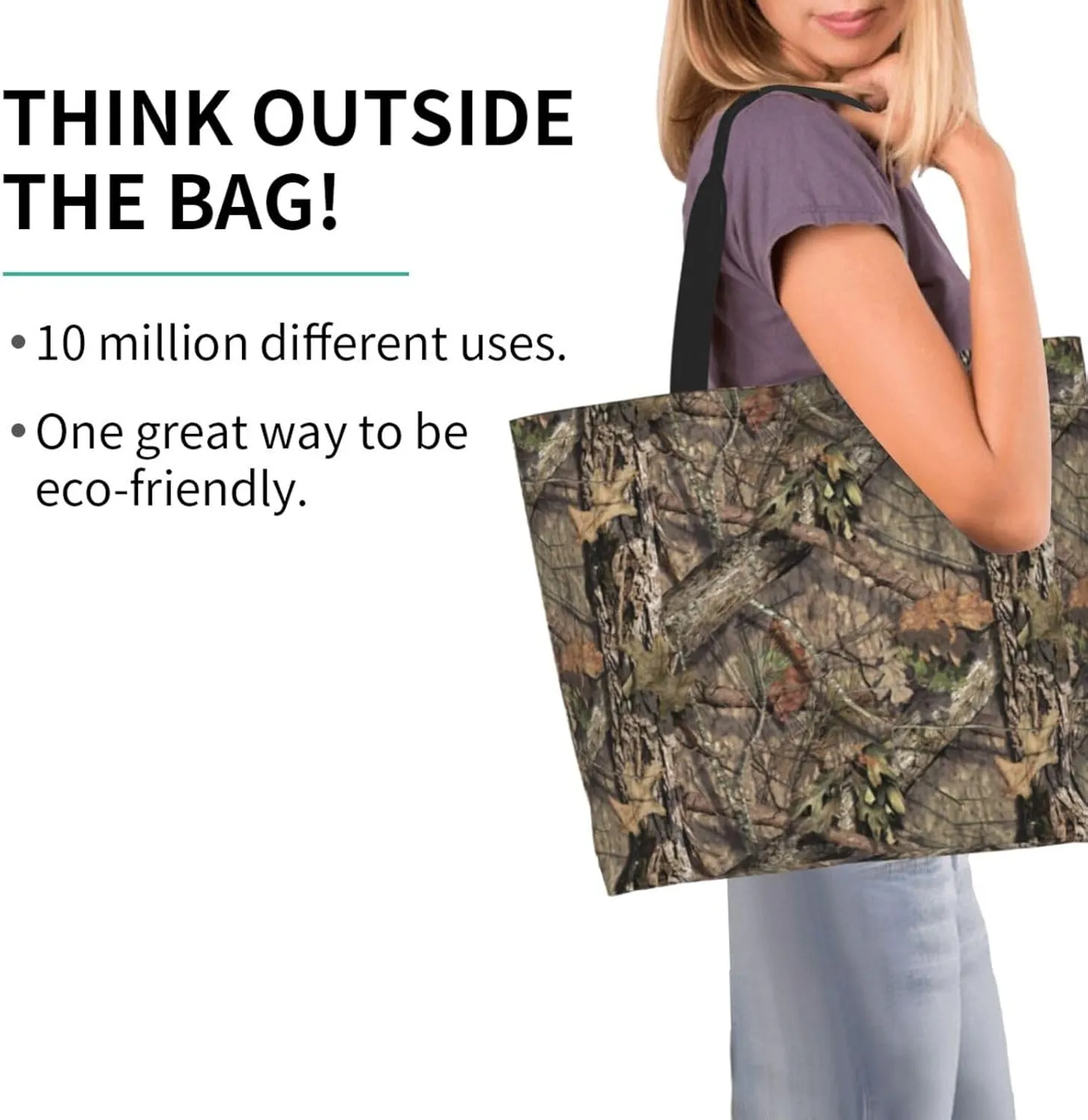 Camouflage Camo Large Tote Bag Casual Shoulder Bags Reusable Grocery Handbag For Women Travel Shopping Gym