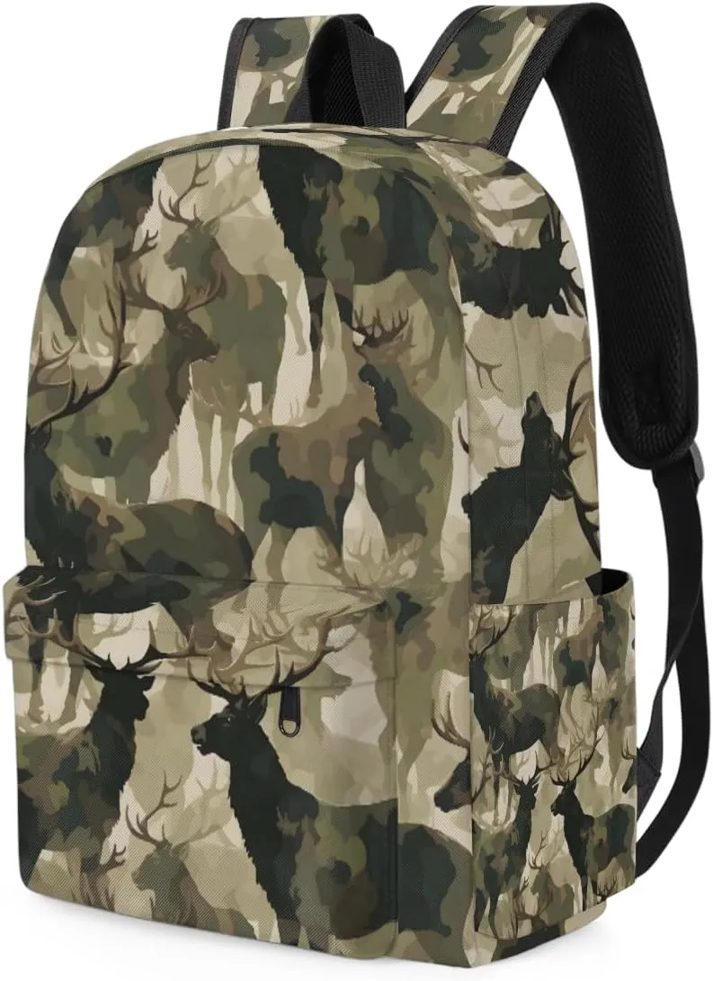 Camouflage Military Kids Backpack for Boys Girls Deer Animal Preschool Toddler Backpack Kindergarten Nursery Bookbag Travel Children Lightweight School Bag