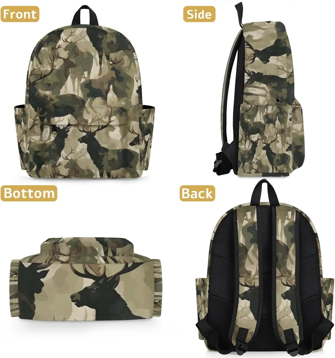 Camouflage Military Kids Backpack for Boys Girls Deer Animal Preschool Toddler Backpack Kindergarten Nursery Bookbag Travel Children Lightweight School Bag