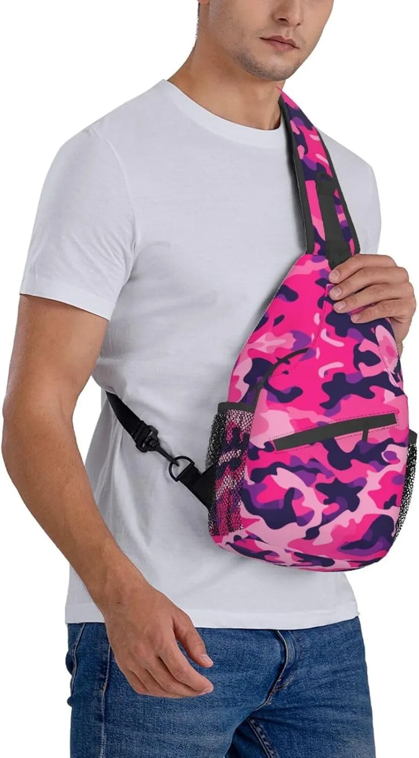 Camouflage Red Sling Backpack Hiking Backpack Crossbody Bag Sports Lightweight And waterproof Chest Bag Shoulder Bag For Women Men
