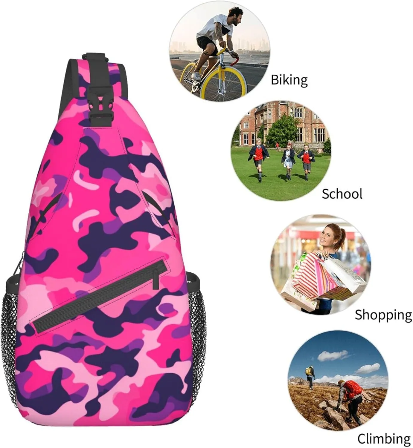 Camouflage Red Sling Backpack Hiking Backpack Crossbody Bag Sports Lightweight And waterproof Chest Bag Shoulder Bag For Women Men