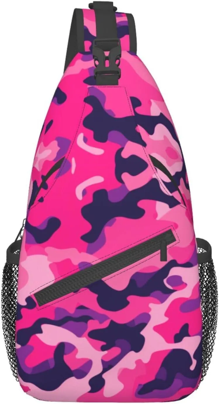 Camouflage Red Sling Backpack Hiking Backpack Crossbody Bag Sports Lightweight And waterproof Chest Bag Shoulder Bag For Women Men