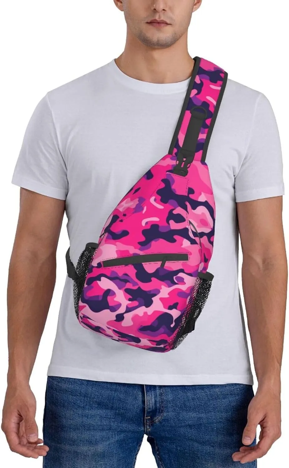 Camouflage Red Sling Backpack Hiking Backpack Crossbody Bag Sports Lightweight And waterproof Chest Bag Shoulder Bag For Women Men