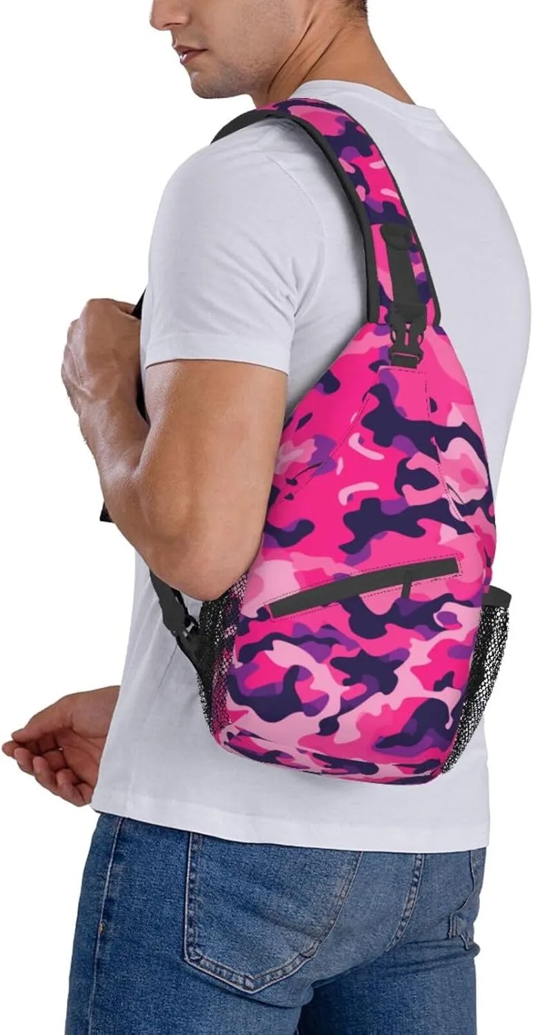 Camouflage Red Sling Backpack Hiking Backpack Crossbody Bag Sports Lightweight And waterproof Chest Bag Shoulder Bag For Women Men