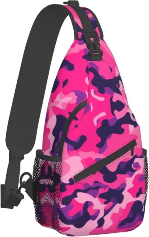 Camouflage Red Sling Backpack Hiking Backpack Crossbody Bag Sports Lightweight And waterproof Chest Bag Shoulder Bag For Women Men