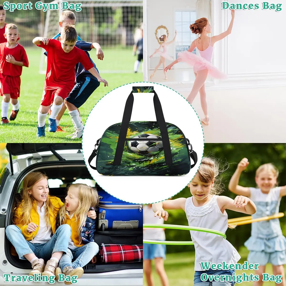 Camouflage Sports Kids Overnighter Duffel Bags for Boys, Carry-On Size Sports Gym Bag with Front Zipper Pocket for School Practice or Overnight Travel Weekender Sleepover Tote Bag