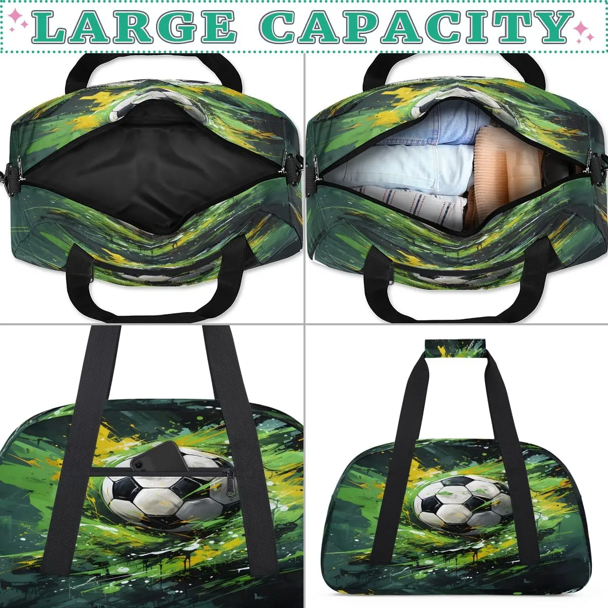 Camouflage Sports Kids Overnighter Duffel Bags for Boys, Carry-On Size Sports Gym Bag with Front Zipper Pocket for School Practice or Overnight Travel Weekender Sleepover Tote Bag