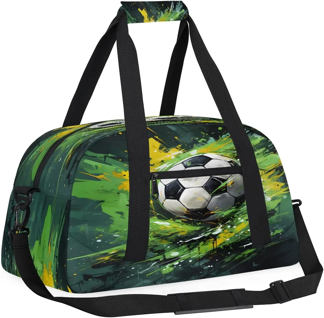 Camouflage Sports Kids Overnighter Duffel Bags for Boys, Carry-On Size Sports Gym Bag with Front Zipper Pocket for School Practice or Overnight Travel Weekender Sleepover Tote Bag
