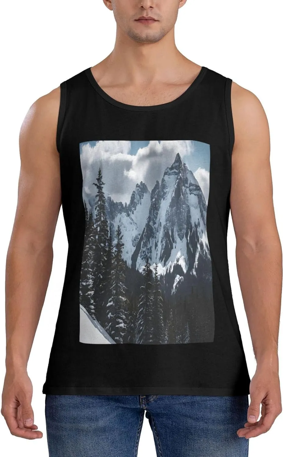 Canadian Mountain Cliff Men's T-Shirt, Soft Breathable Short Sleeve Casual Tee for Gym,Travel,Daily Wear