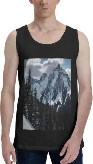 Canadian Mountain Cliff Men's T-Shirt, Soft Breathable Short Sleeve Casual Tee for Gym,Travel,Daily Wear