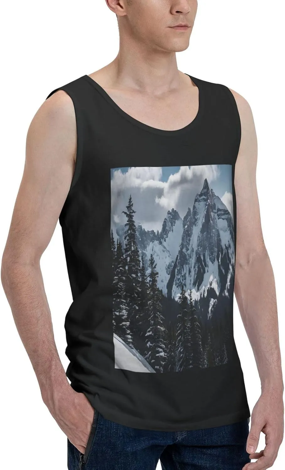 Canadian Mountain Cliff Men's T-Shirt, Soft Breathable Short Sleeve Casual Tee for Gym,Travel,Daily Wear