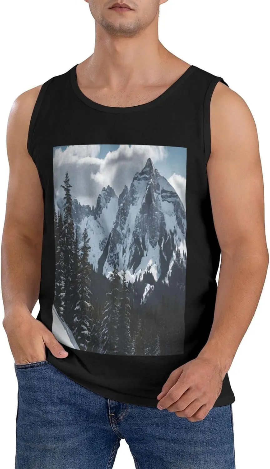 Canadian Mountain Cliff Men's T-Shirt, Soft Breathable Short Sleeve Casual Tee for Gym,Travel,Daily Wear
