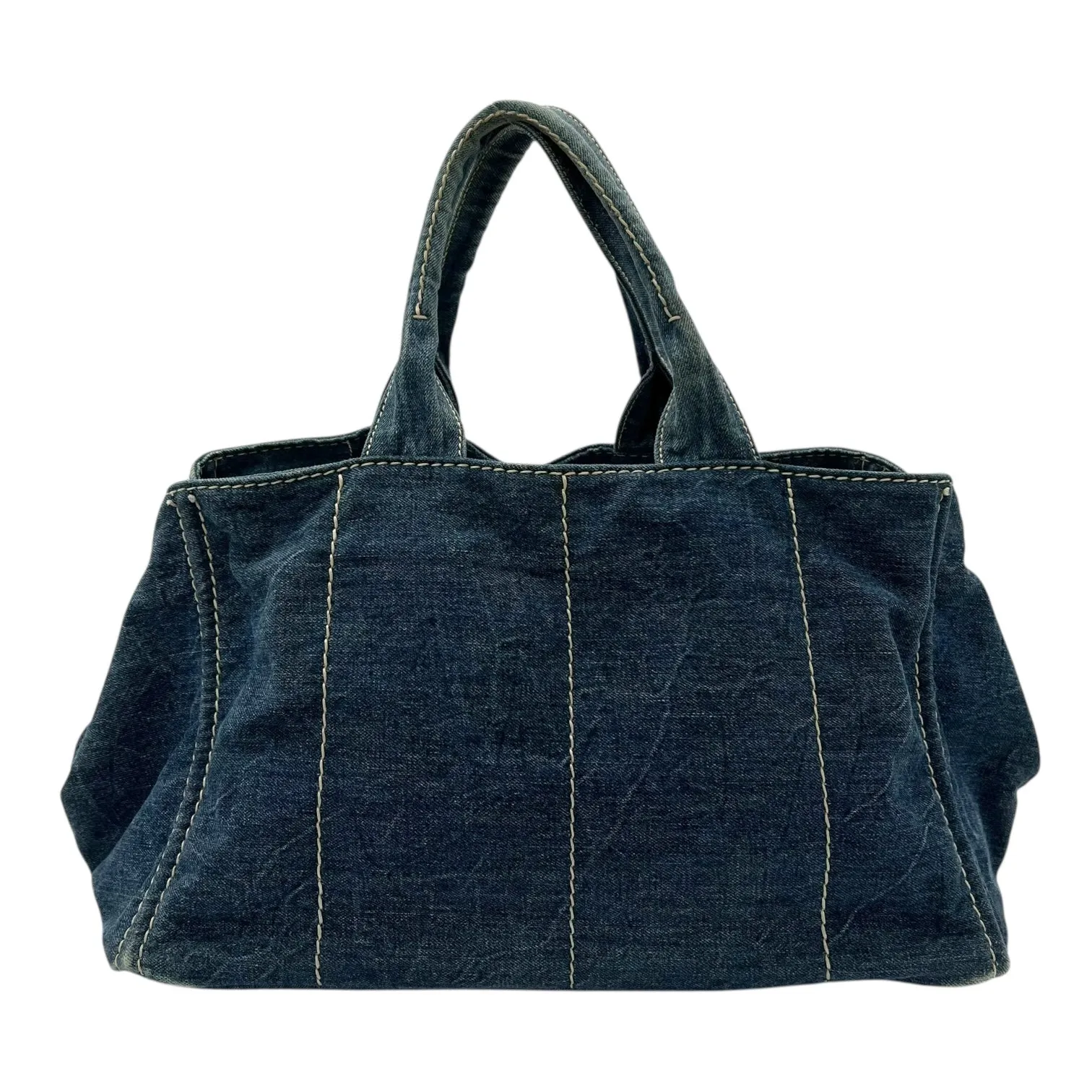 Canapa Blue Tote Bag in Denim, Gold hardware