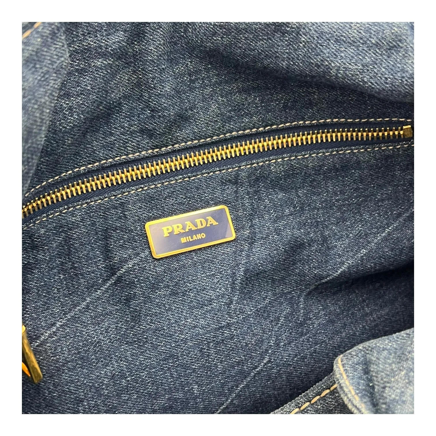 Canapa Blue Tote Bag in Denim, Gold hardware