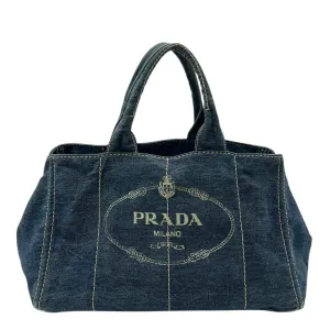 Canapa Blue Tote Bag in Denim, Gold hardware
