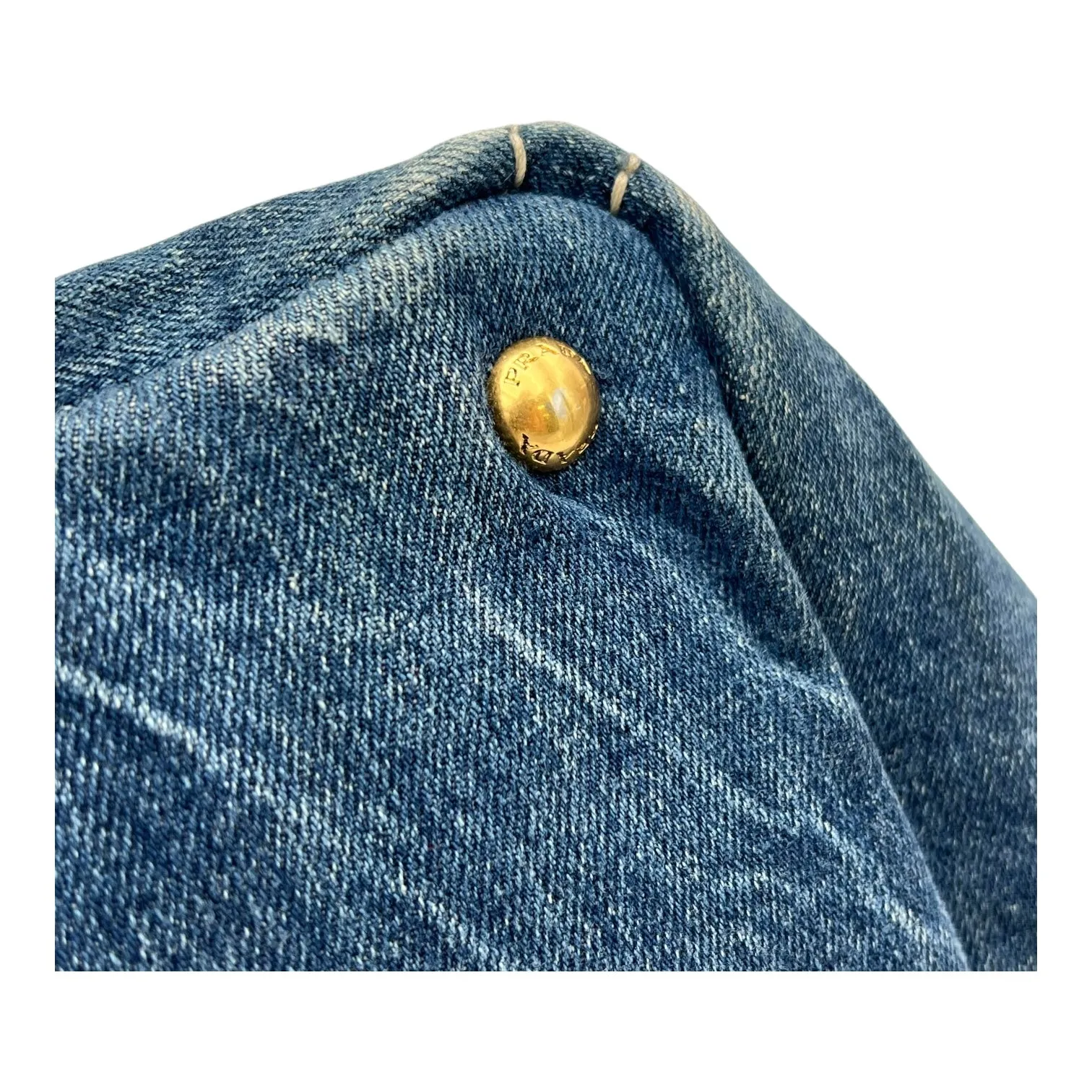 Canapa Blue Tote Bag in Denim, Gold hardware
