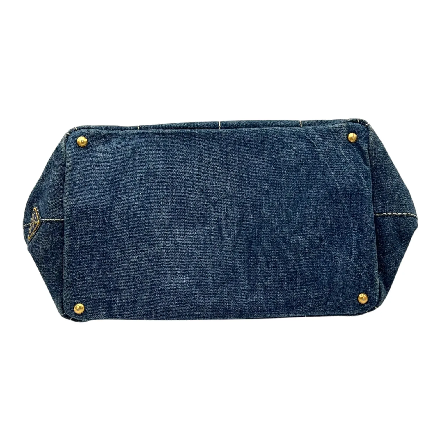 Canapa Blue Tote Bag in Denim, Gold hardware